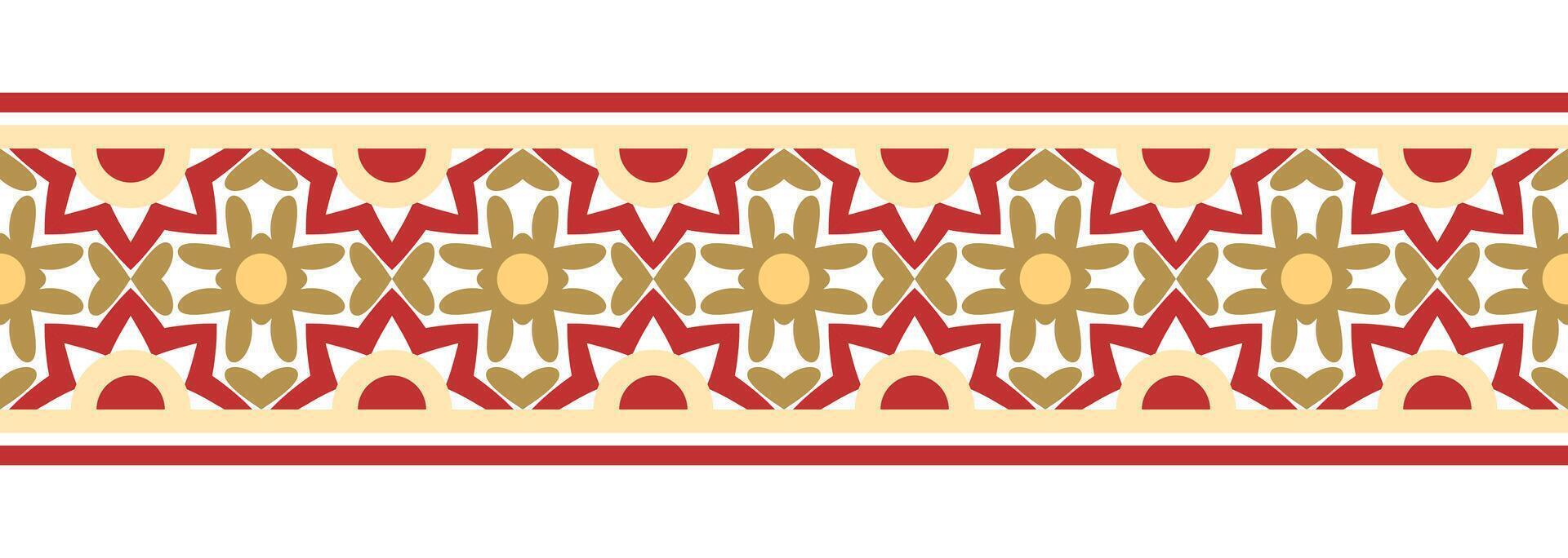 grens lijn naadloos achtergrond. decoratief ontwerp naadloos sier- mozaïek- grens patroon. islamitisch, Indisch, Arabisch motieven. abstract bloem vector