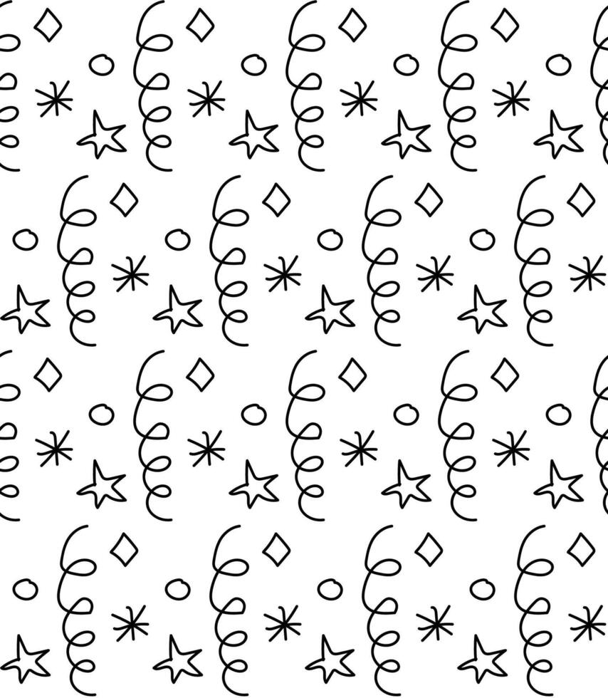 feestelijk naadloos patroon in de het formulier van confetti getrokken in tekening stijl Aan een wit achtergrond vector