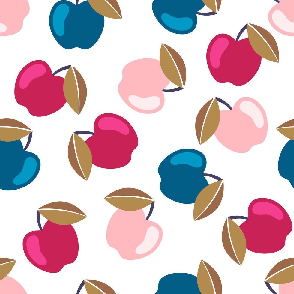 appel naadloos patroon. fruit naadloos appel achtergrond. sappig schattig patroon. vector illustratie