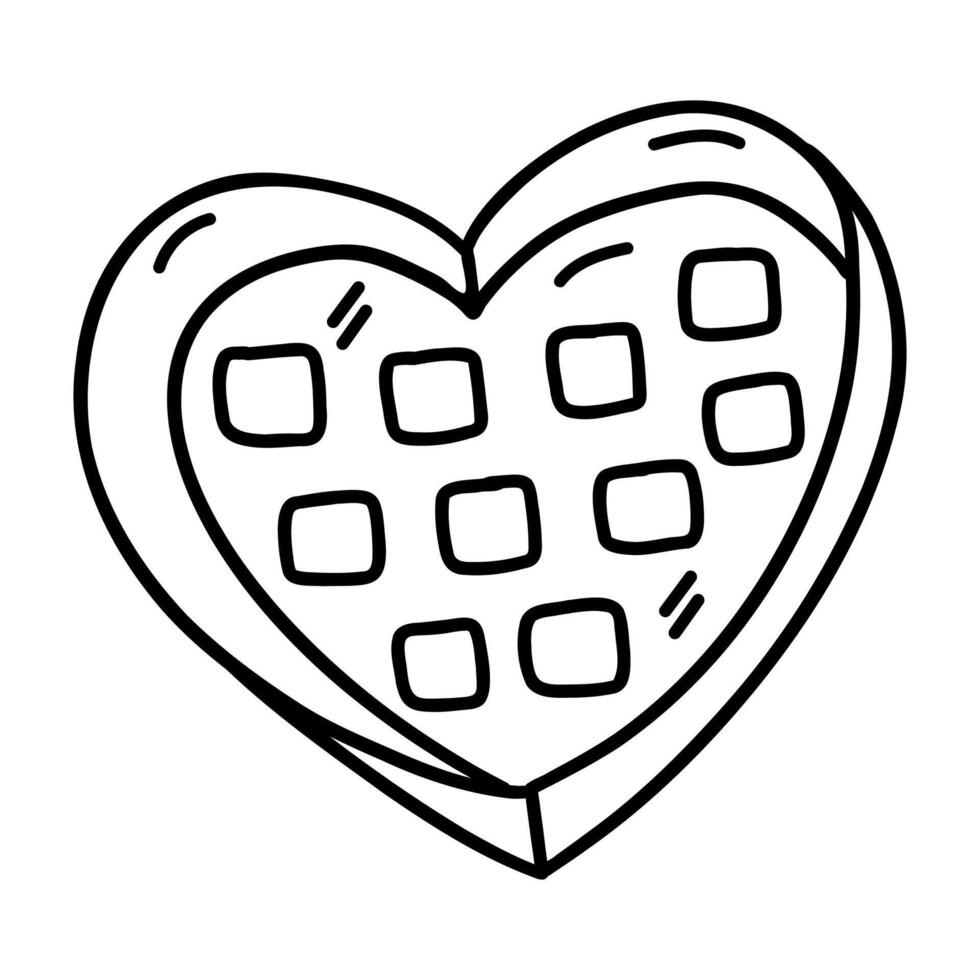snoepjes in doos in vorm van hart. vector tekening icoon