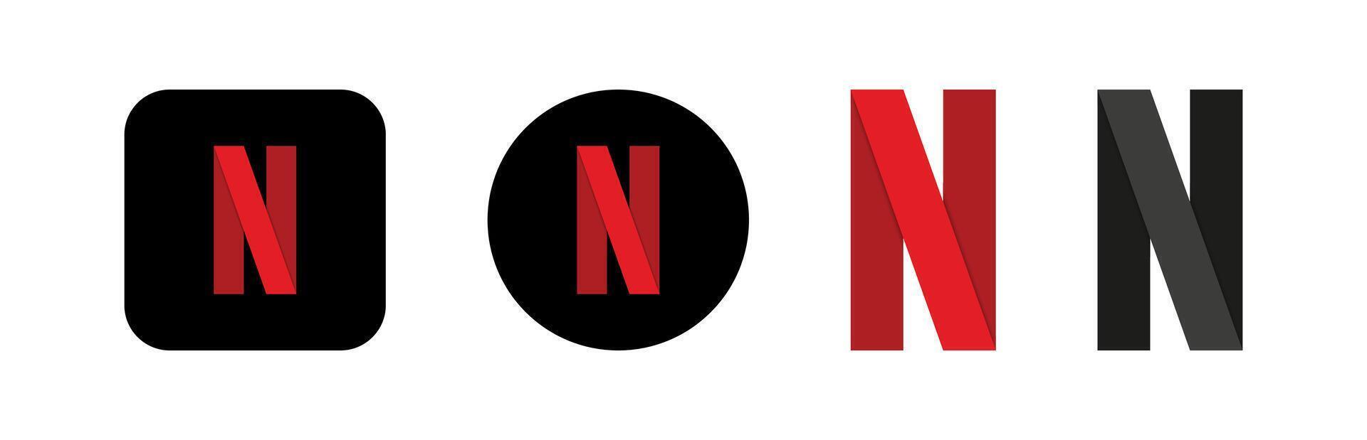 cirkel Netflix logotype icoon. streaming platform. film, bioscoop, serieel plaats. sociaal media app. netwerk sollicitatie. populair redactioneel merk. vector illustratie.
