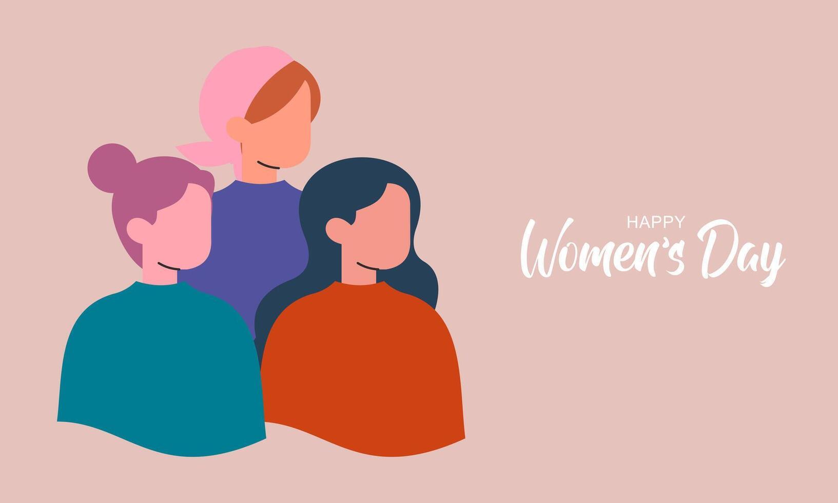 Internationale Dames dag. vrouw verschillend gezichten van verschillend etniciteit poster vector