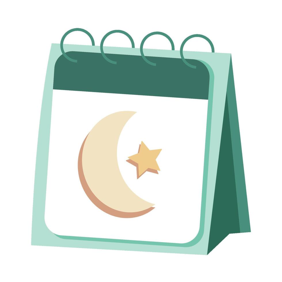 kalender met maan en ster icoon vector illustratie Ramadhan eid fitr moslim