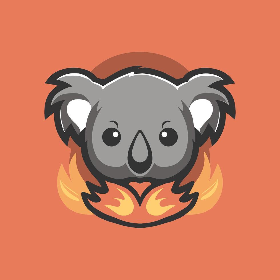 schattig en strak vector logo van een koala met brand
