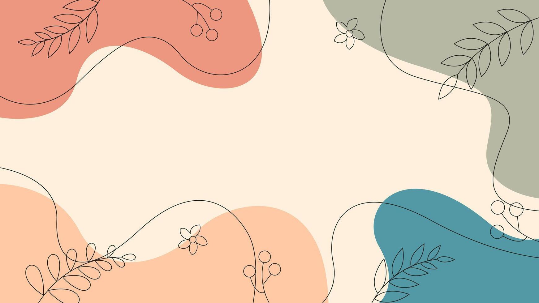 minimalistische bloemen abstract achtergrond. hedendaags collage met biologisch vormen en lijnen in pastel kleuren. vector illustratie voor dekt, spandoeken, affiches, Sjablonen, en anderen