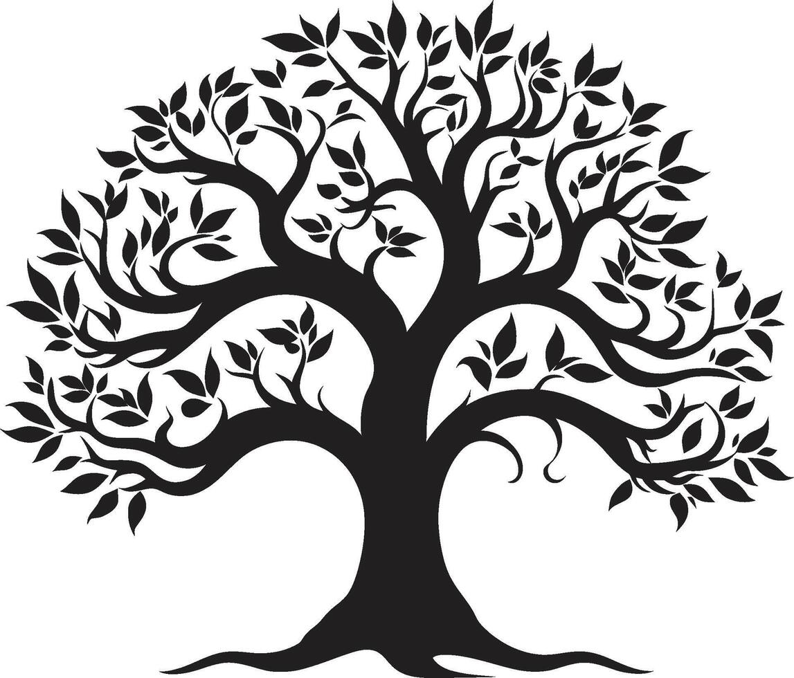 mystiek greenwood zwart vector boom embleem eeuwig prieel boom zwart vector logo