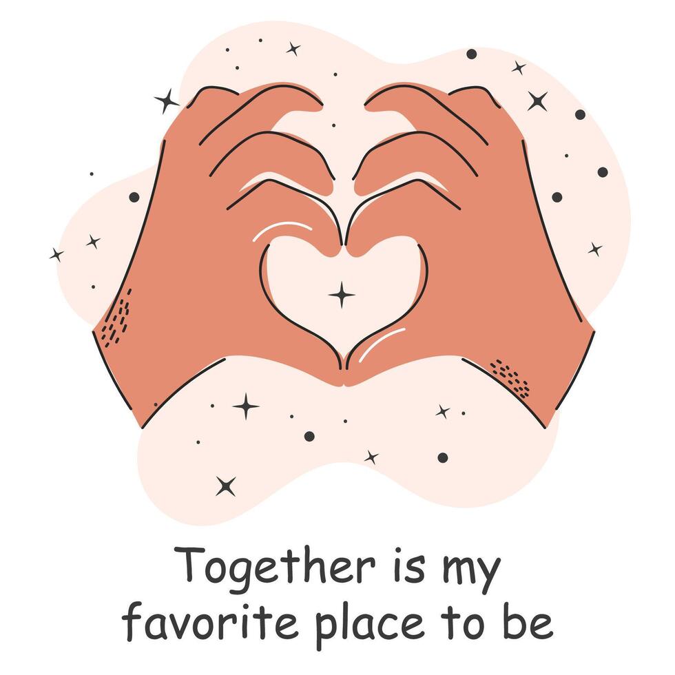 ansichtkaart met een opschrift over liefde. hart. Valentijnsdag dag. vector illustratie met elementen Aan een wit achtergrond.