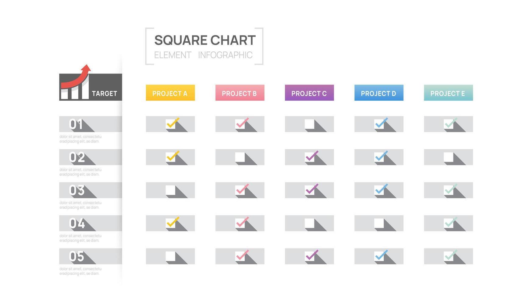 5 stappen gantt tabel tijdlijn infographic sjabloon. modern checklist element tijdlijn diagram vijand bedrijf, vector infographics.