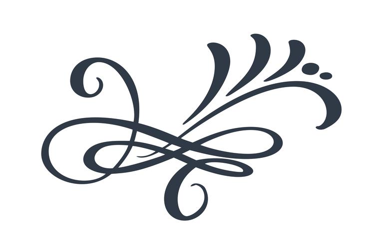 Hand getrokken rand bloeien scheidingslijn Kalligrafie ontwerper elementen. Vector uitstekende huwelijksillustratie die op witte achtergrond wordt geïsoleerd