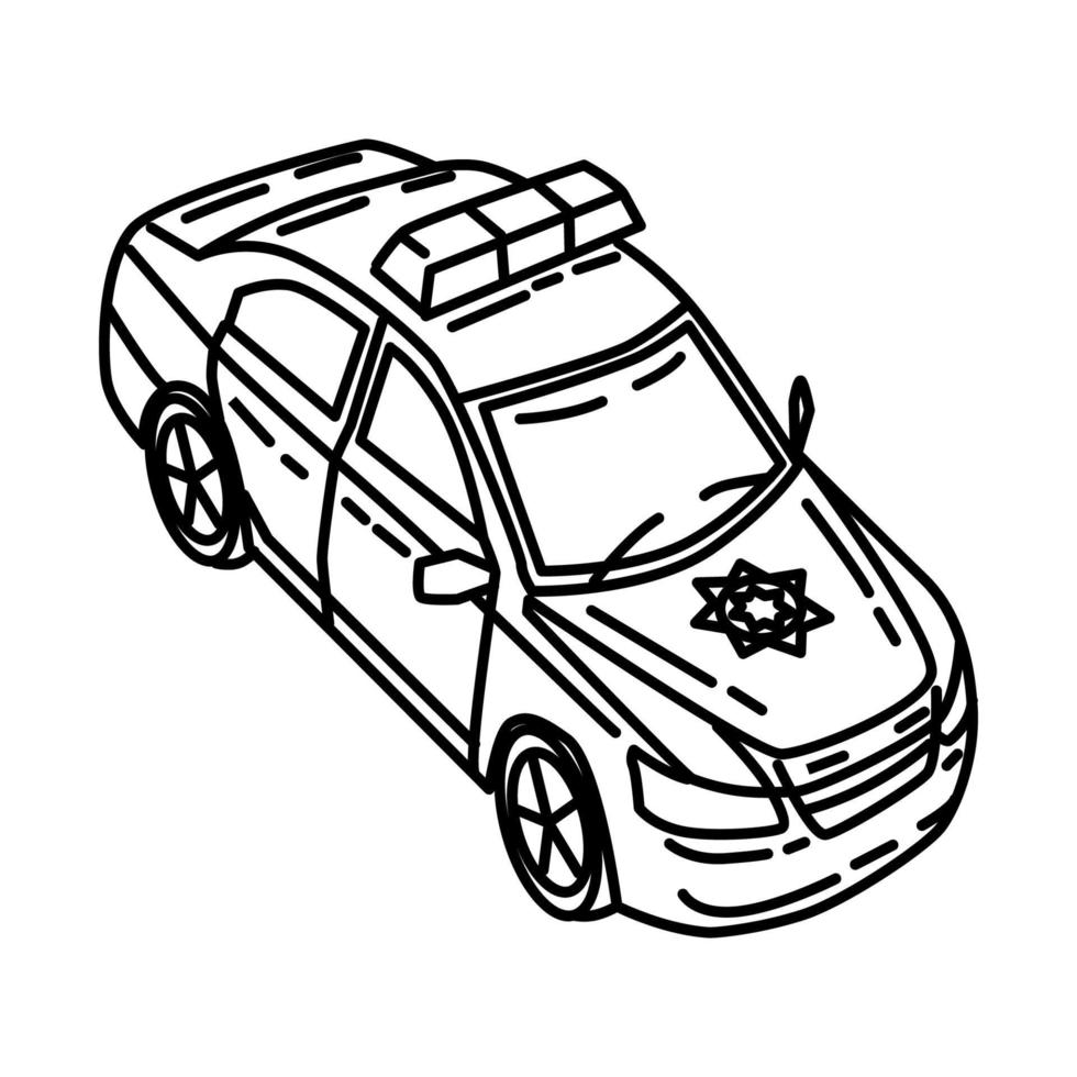 politieagent auto icoon. doodle hand getrokken of schets pictogramstijl vector