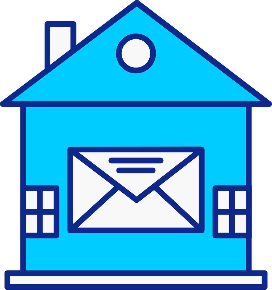 huis mail blauw gevulde icoon vector