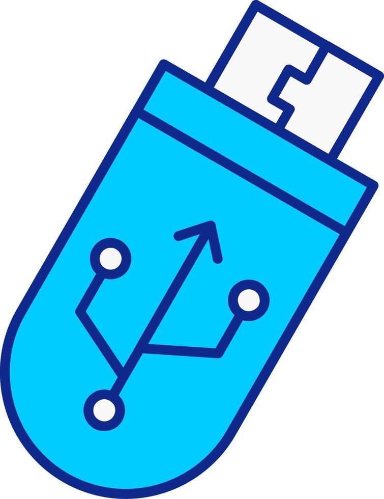 USB blauw gevulde icoon vector