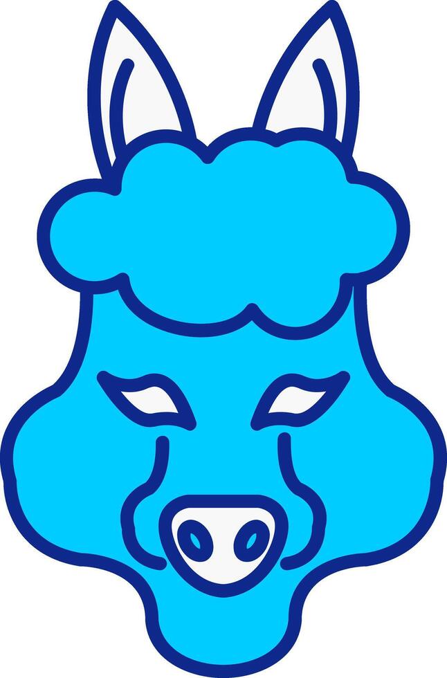 alpaca blauw gevulde icoon vector