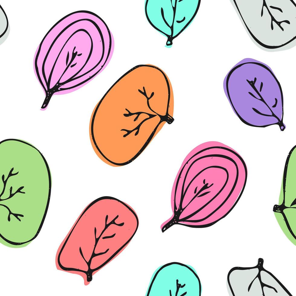 kleurrijk schetsen blad naadloos patroon vector