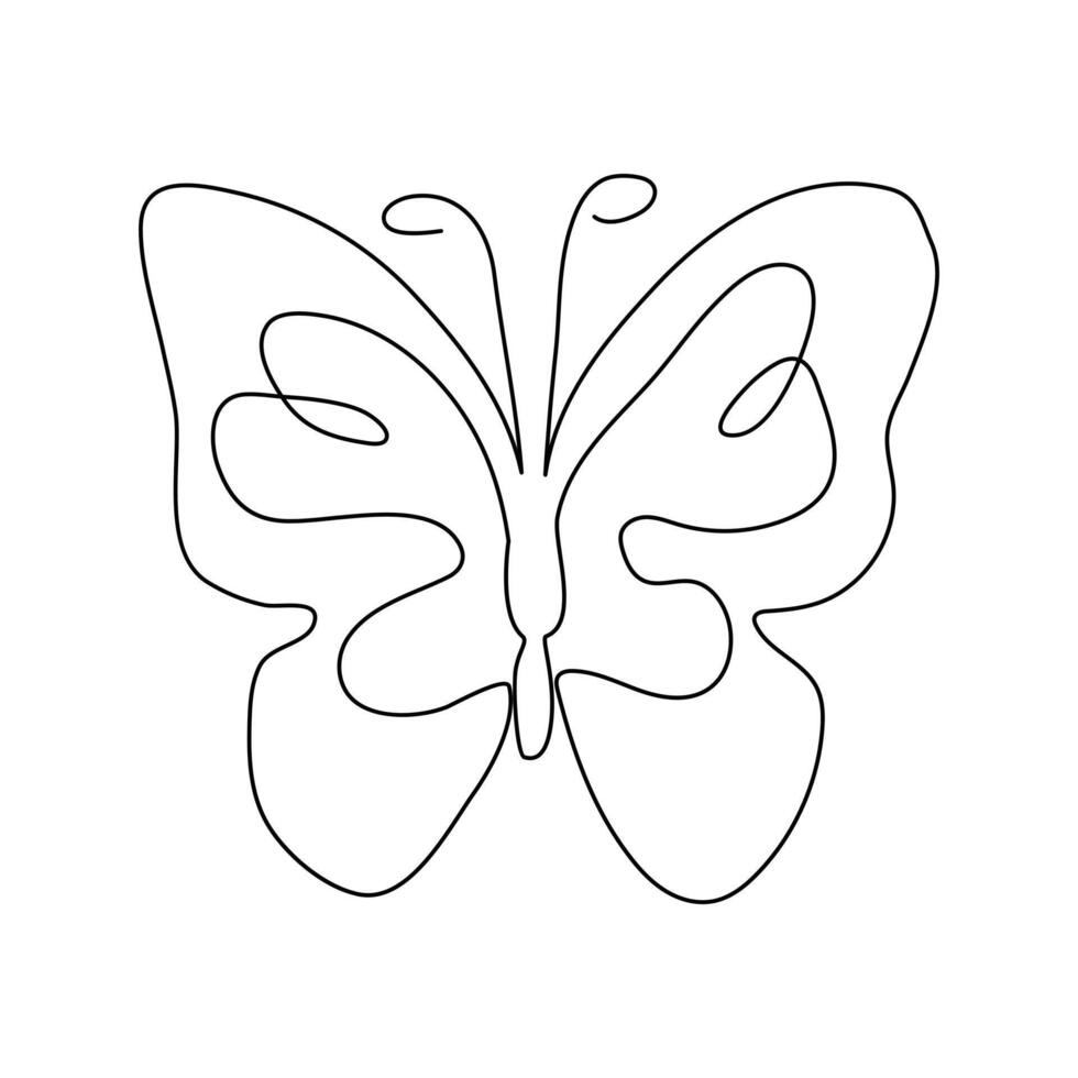 vlinder in een doorlopend lijn tekening kunst en bewerkbare vector beroerte illustratie en minimalistische