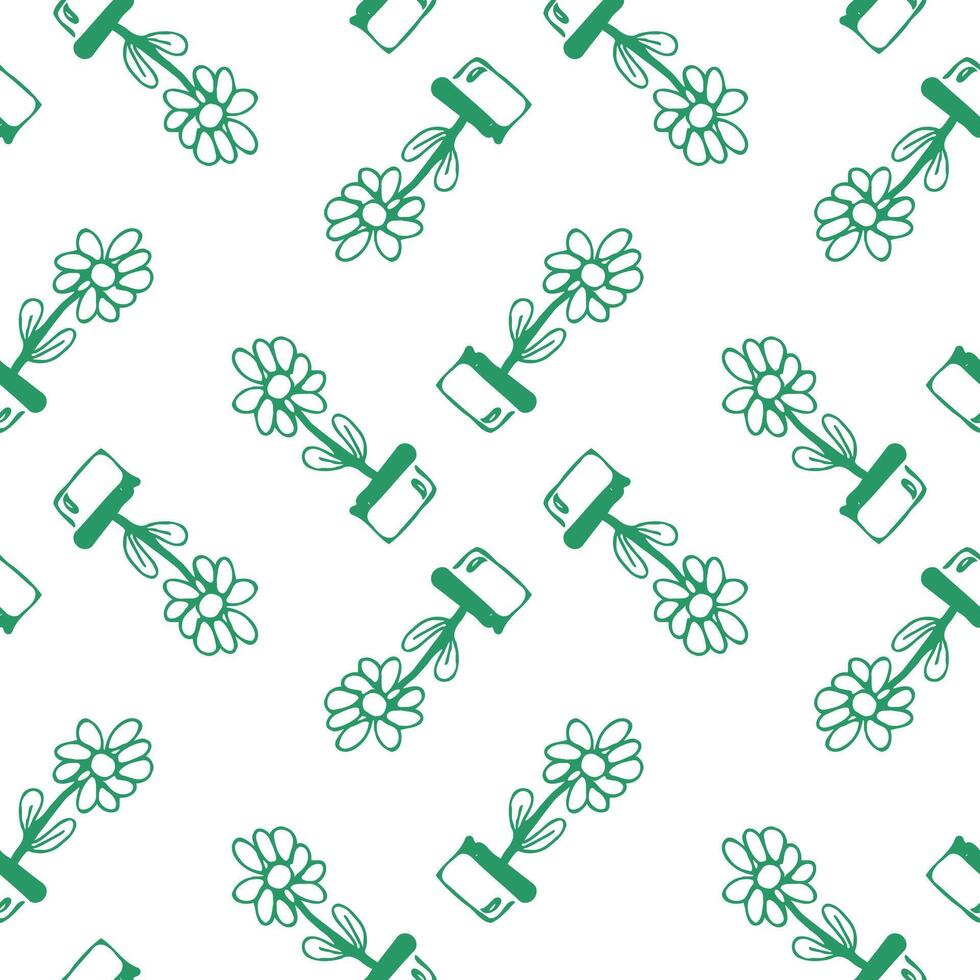 groen spinnen bloem pot patroon vector