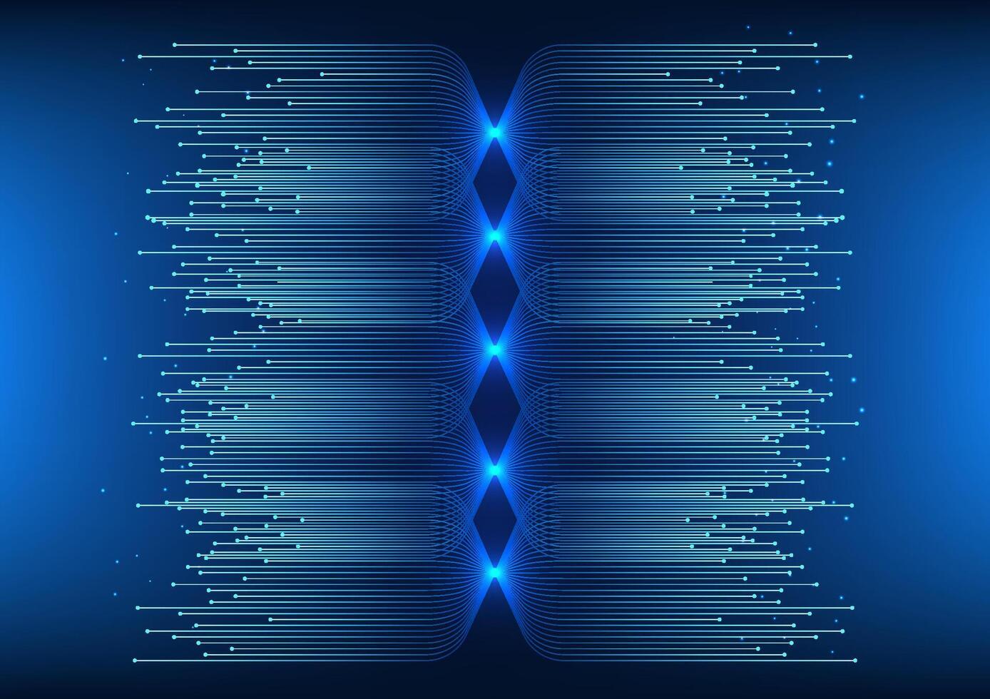 groot gegevens technologie achtergrond verdeeld digitaal licht lijnen shows de transmissie van technologisch commando code informatie over- een hoge snelheid internet netwerk. toekomst informatie vector