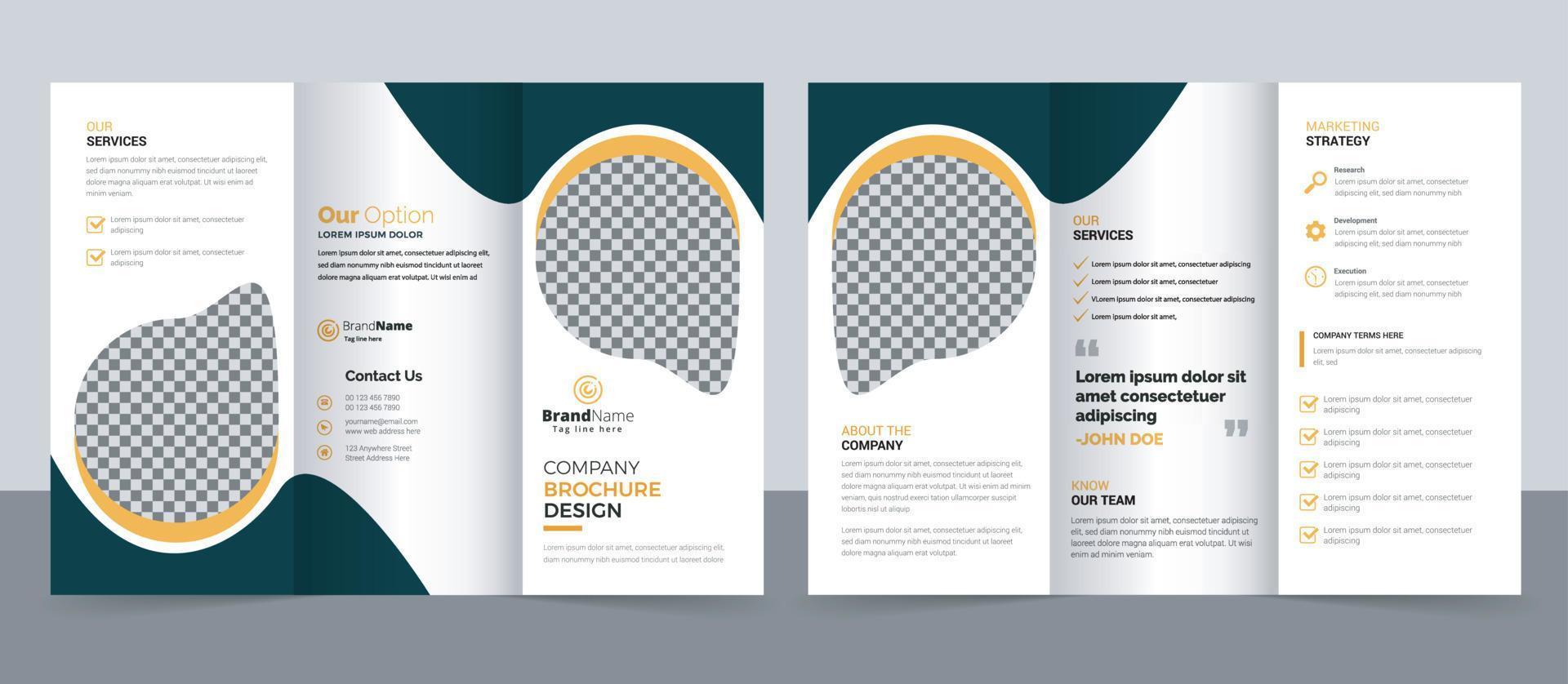 creatieve zakelijke moderne zakelijke driebladige brochuresjabloon, driebladige lay-out, letter, a4-formaat brochure. vector