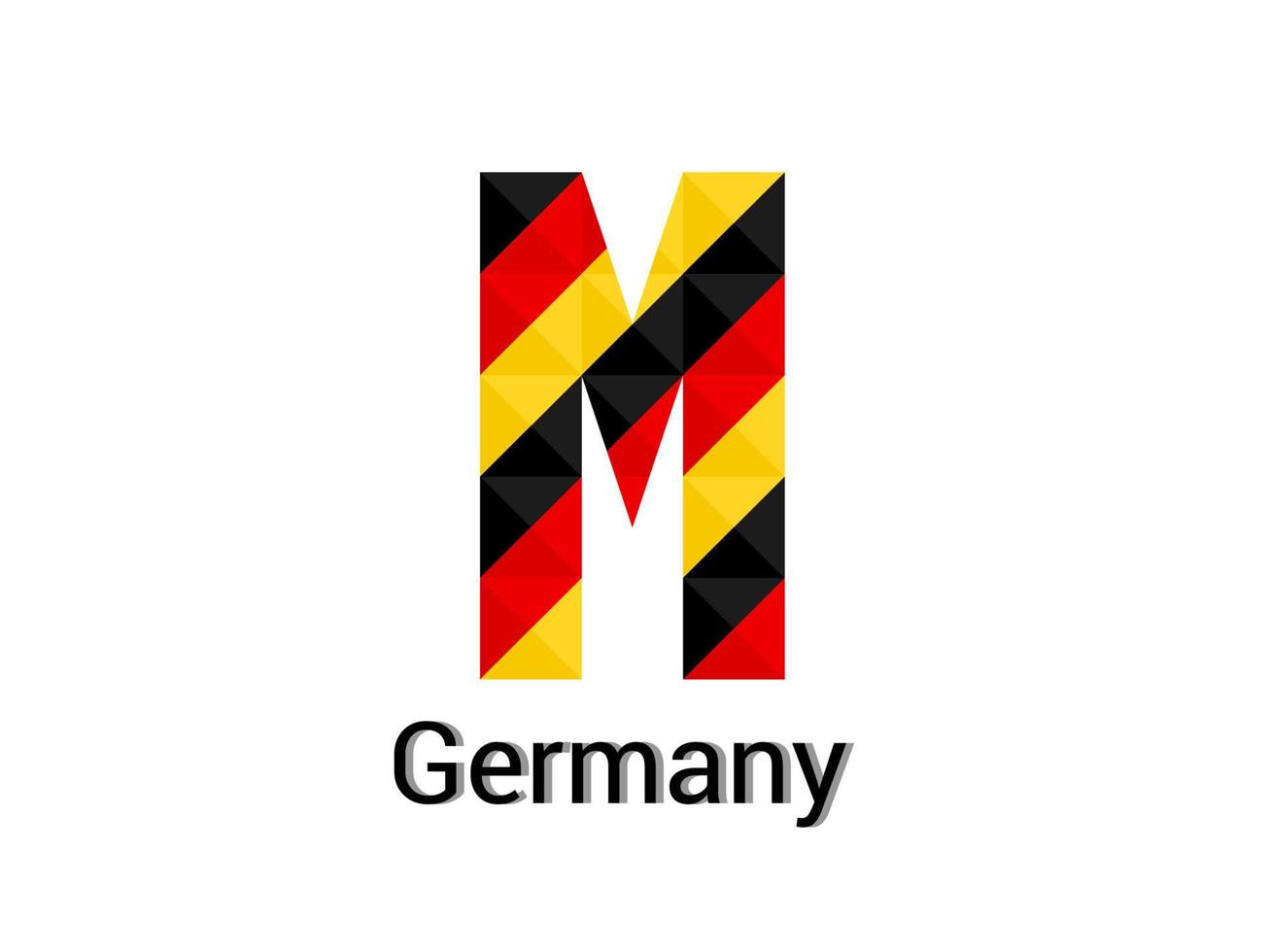 creatieve letter m met 3d duitsland kleuren concept. goed voor afdrukken, t-shirtontwerp, logo, enz. vector