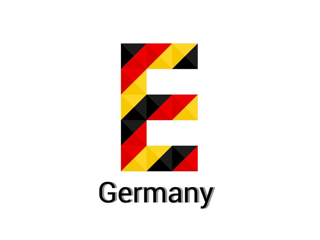 creatieve letter e met 3d duitsland kleuren concept. goed voor afdrukken, t-shirtontwerp, logo, enz. vector