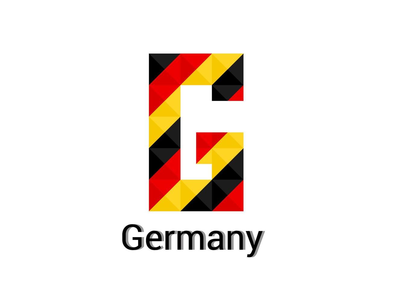 creatieve letter g met 3d duitsland kleuren concept. goed voor afdrukken, t-shirtontwerp, logo, enz. vector