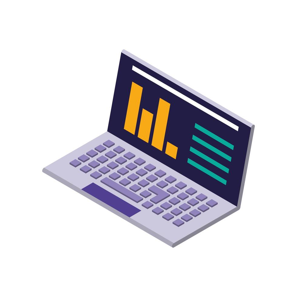 laptop computer rapport financieel isometrisch pictogram geïsoleerd vector