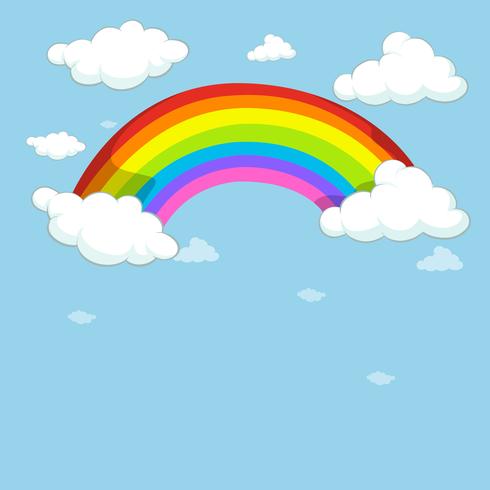 Blauwe lucht met kleurrijke regenboog vector