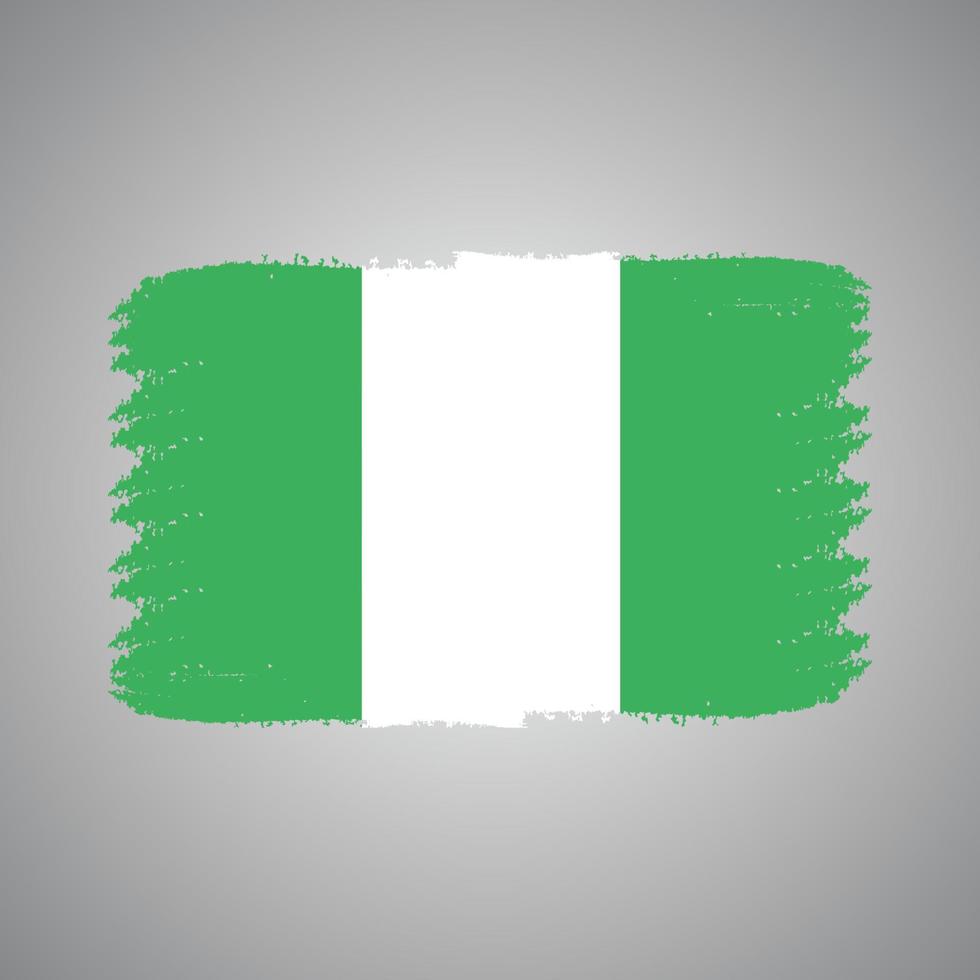 Nigeria vlag vector met aquarel penseelstijl