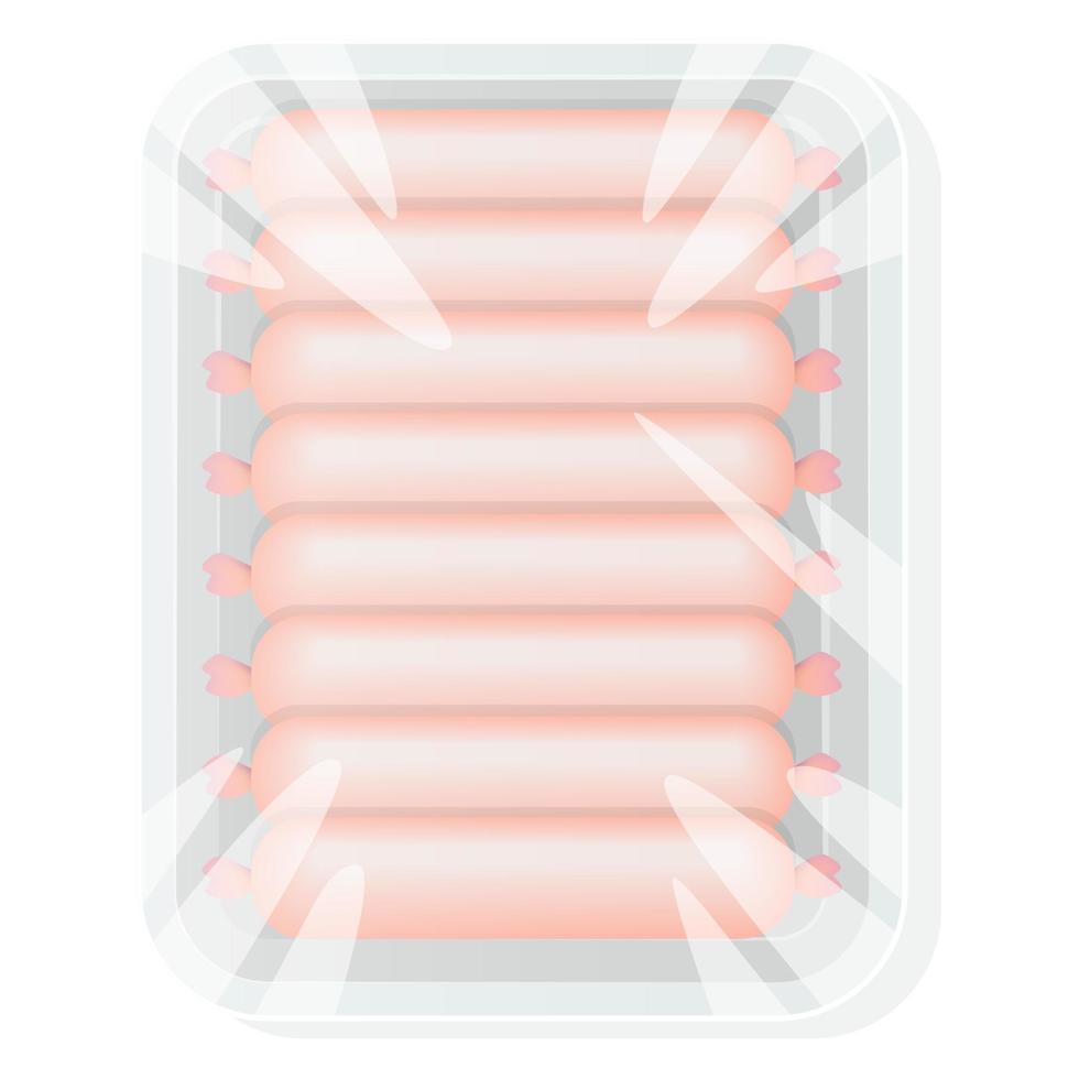 witte plastic container voor voedsel. verpakkingen voor vlees en worst. vector illustratie