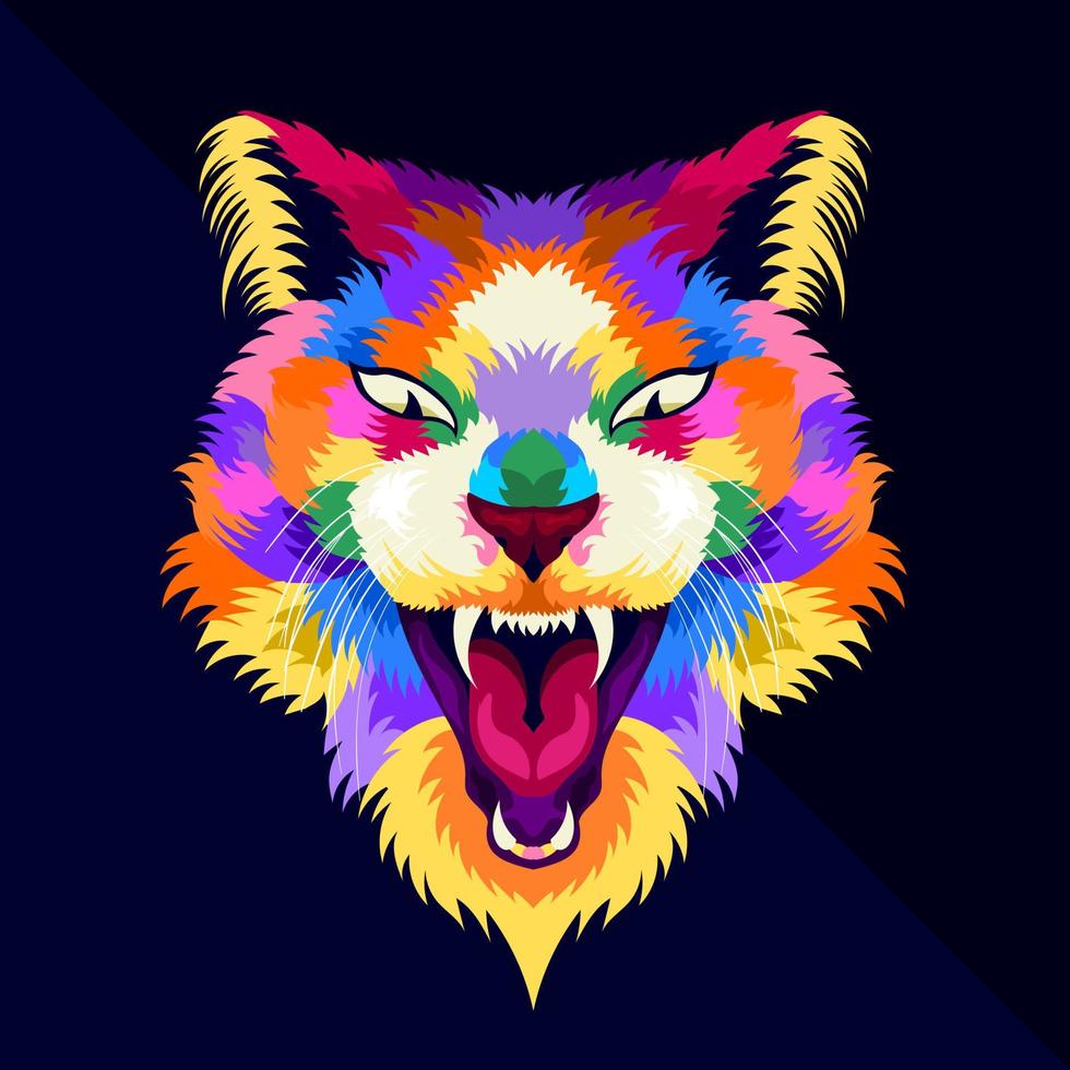 illustratie kleurrijke kat met pop-artstijl vector