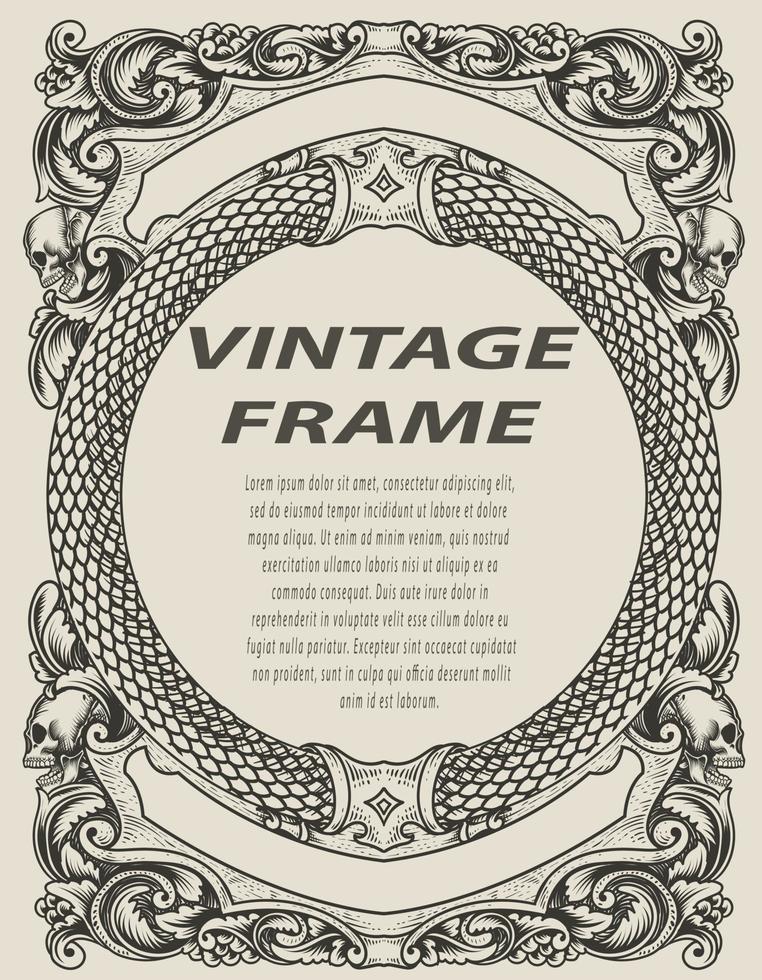 illustratie antieke gravure frame zwart-wit stijl vector