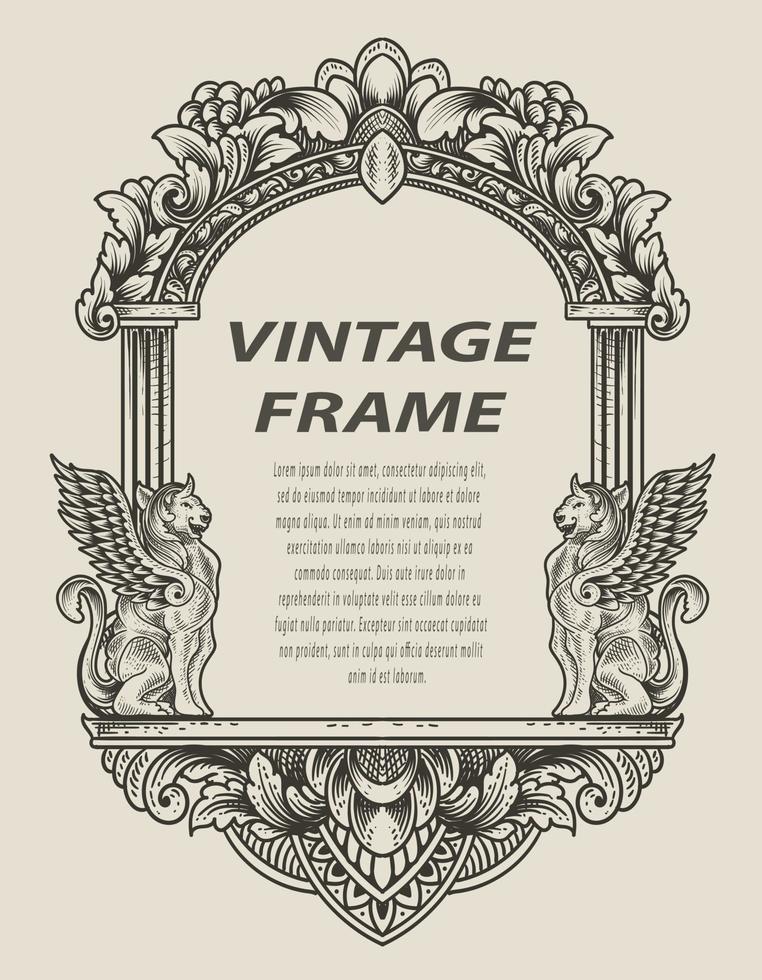 illustratie antieke gravure frame zwart-wit stijl vector