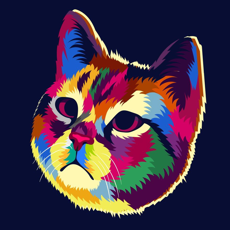 illustratie kleurrijke kat met pop-artstijl vector