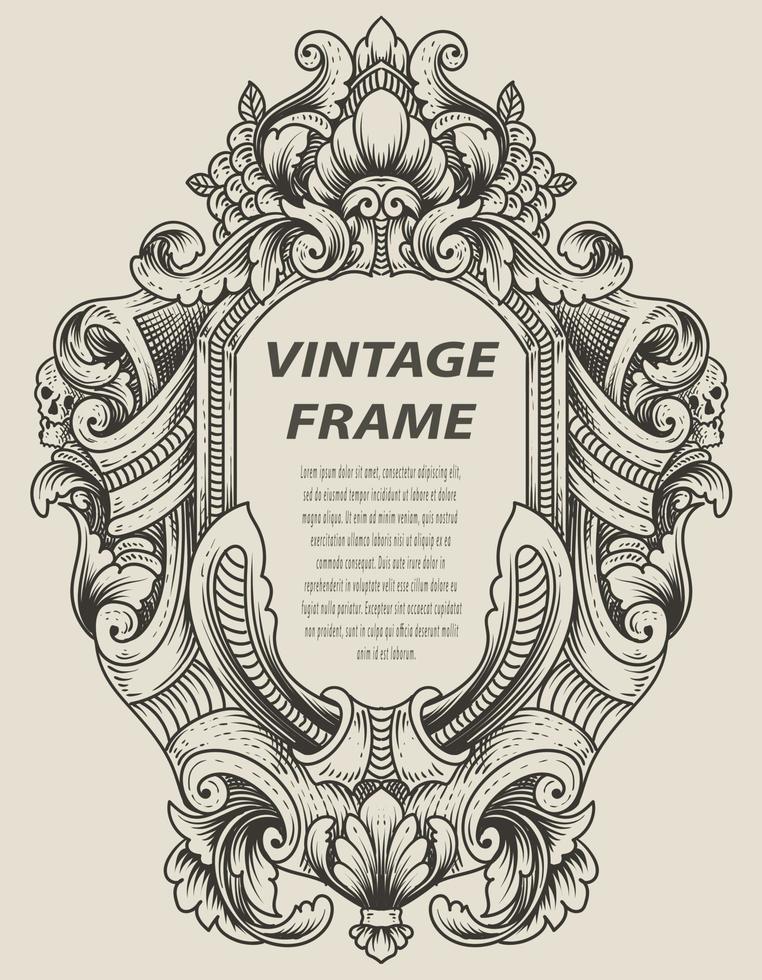 illustratie antieke gravure frame zwart-wit stijl vector