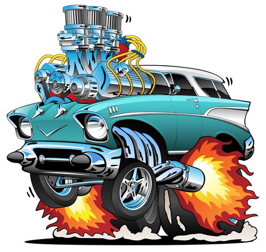 Klassieke Fifties Hot Rod Muscle Car Cartoon vectorillustratie vector