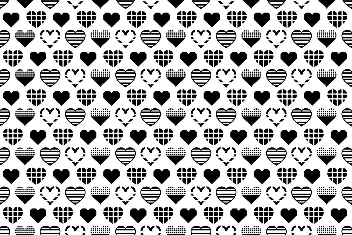 naadloos zwart en wit hart patroon. schattig decoratief behang met hart illustraties, eindeloos herhalen liefde, Valentijn patroon. vector