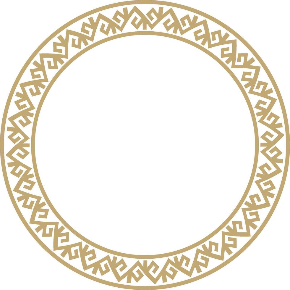 vector gouden ronde Kazachs nationaal ornament. etnisch patroon van de volkeren van de Super goed steppe, mongolen, Kirgizisch, kalmyks, .begraafplaatsen. cirkel, kader grens