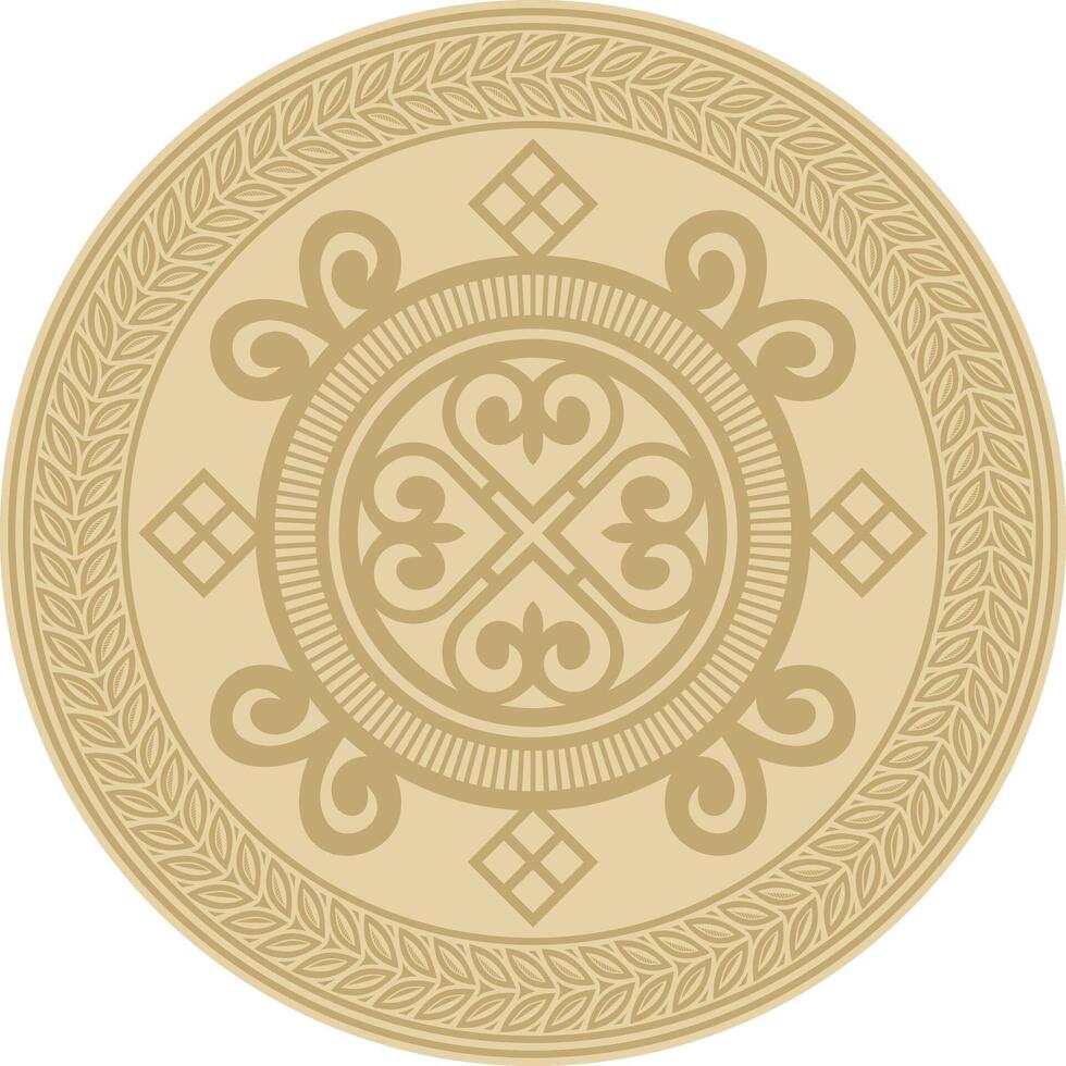 vector goud ronde yakut ornament. eindeloos cirkel, grens, kader van de noordelijk volkeren van de ver oosten-