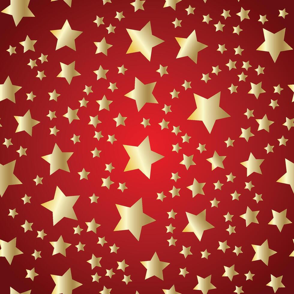 gouden sterren Aan luxe rood Kerstmis achtergrond. nacht lucht naadloos patroon vector