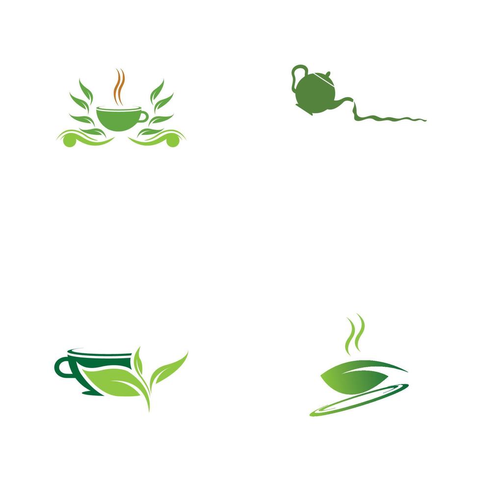 blad schiet groene biologische thee mok blad logo symbool ontwerp idee vector