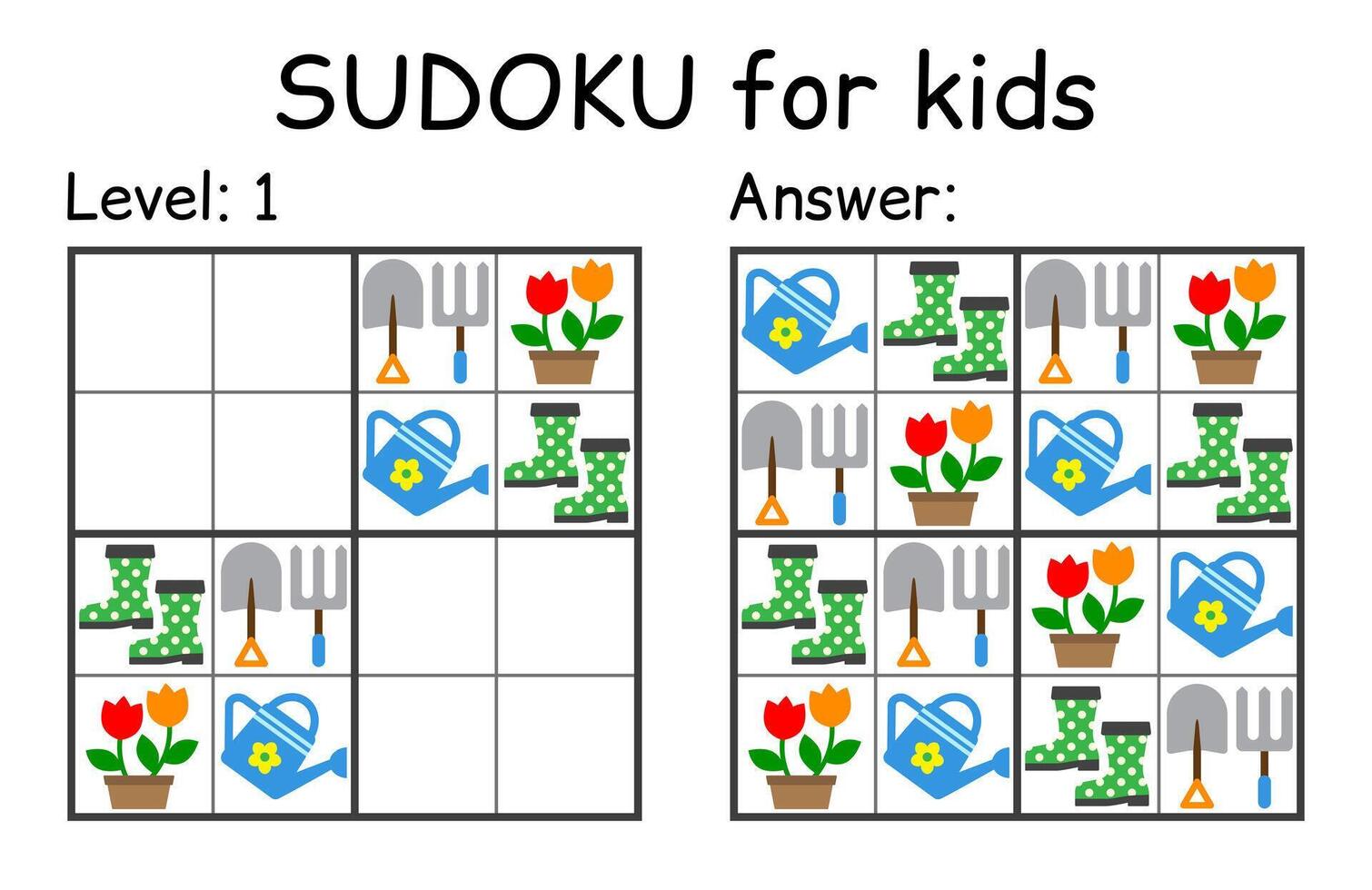 sudoku. kinderen en volwassen wiskundig mozaïek. kinderen spel. tuin thema. magie vierkant. logica puzzel spel. digitaal rebus vector