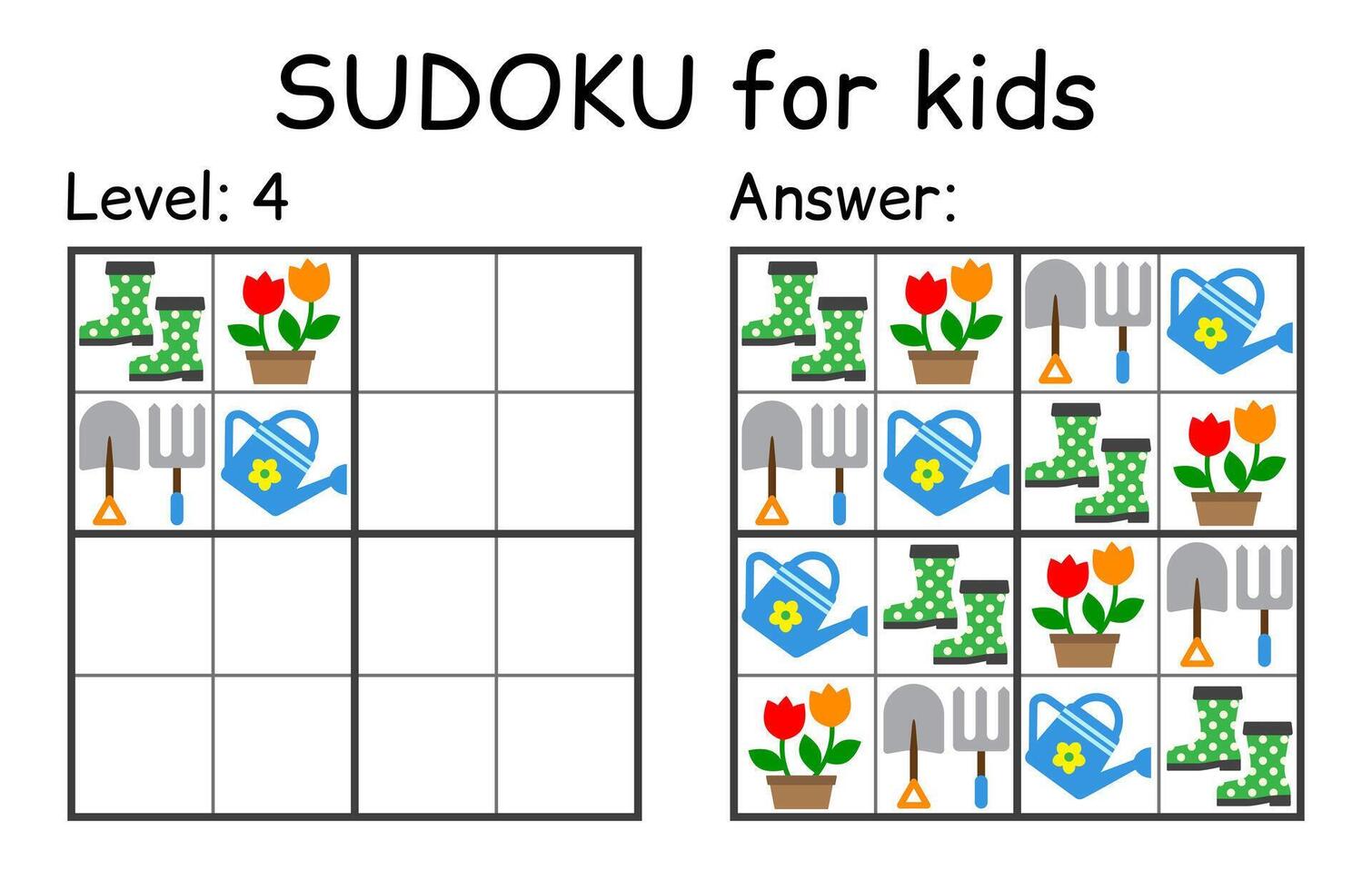 sudoku. kinderen en volwassen wiskundig mozaïek. kinderen spel. tuin thema. magie vierkant. logica puzzel spel. digitaal rebus vector