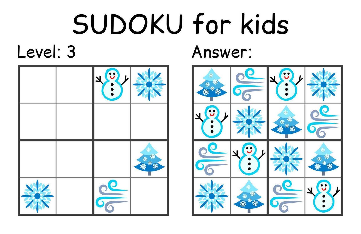 sudoku. kinderen en volwassen wiskundig mozaïek. kinderen spel. winter thema. magie vierkant. logica puzzel spel. digitaal rebus vector