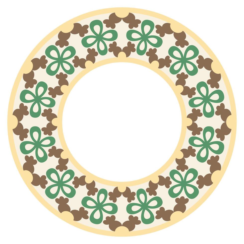 decoratief ronde ornament. keramisch tegel grens. patroon voor borden of borden. islamitisch, Indisch, Arabisch motieven. porselein patroon ontwerp. abstract bloemen ornament grens vector