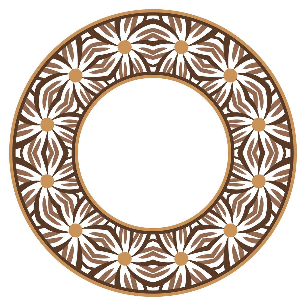 decoratief ronde ornament. keramisch tegel grens. patroon voor borden of borden. islamitisch, Indisch, Arabisch motieven. porselein patroon ontwerp. abstract bloemen ornament grens vector