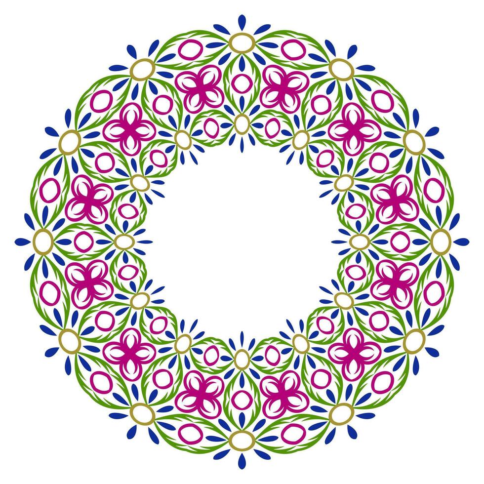 decoratief ronde ornament. keramisch tegel grens. patroon voor borden of borden. islamitisch, Indisch, Arabisch motieven. porselein patroon ontwerp. abstract bloemen ornament grens vector