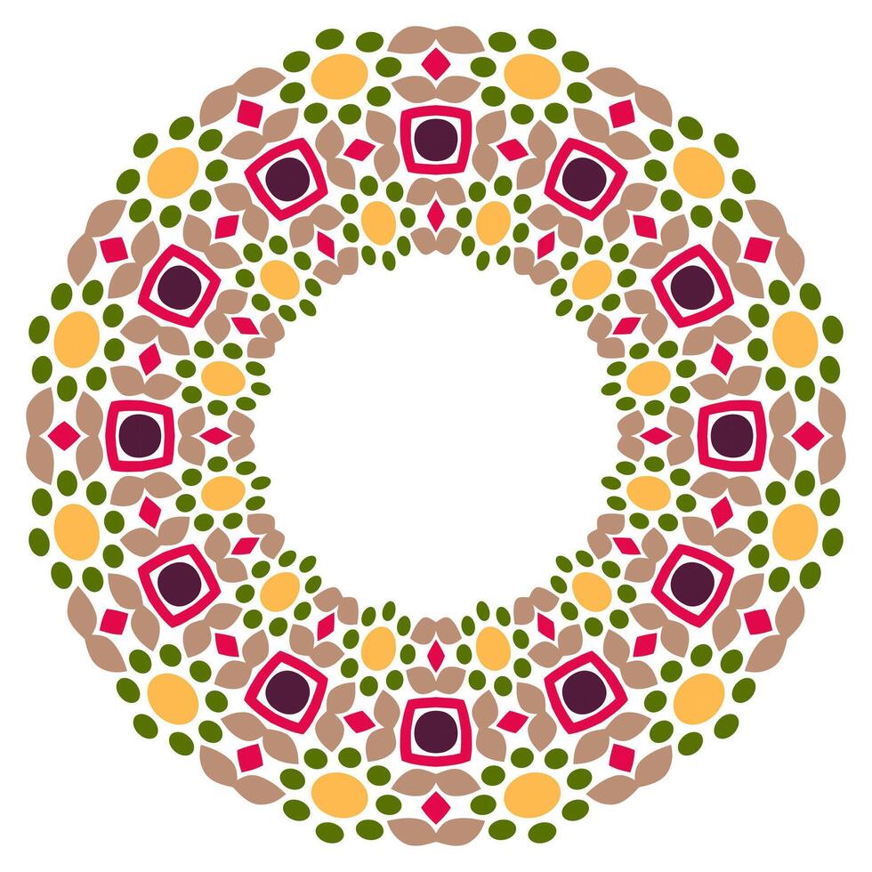 decoratief ronde ornament. keramisch tegel grens. patroon voor borden of borden. islamitisch, Indisch, Arabisch motieven. porselein patroon ontwerp. abstract bloemen ornament grens vector