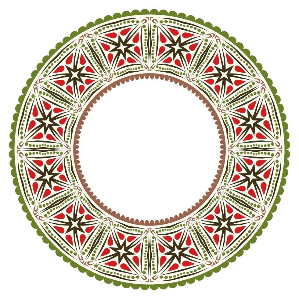 decoratief ronde ornament. keramisch tegel grens. patroon voor borden of borden. islamitisch, Indisch, Arabisch motieven. porselein patroon ontwerp. abstract bloemen ornament grens vector