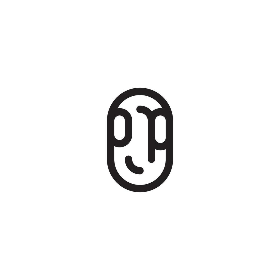 pp lijn gemakkelijk ronde eerste concept met hoog kwaliteit logo ontwerp vector