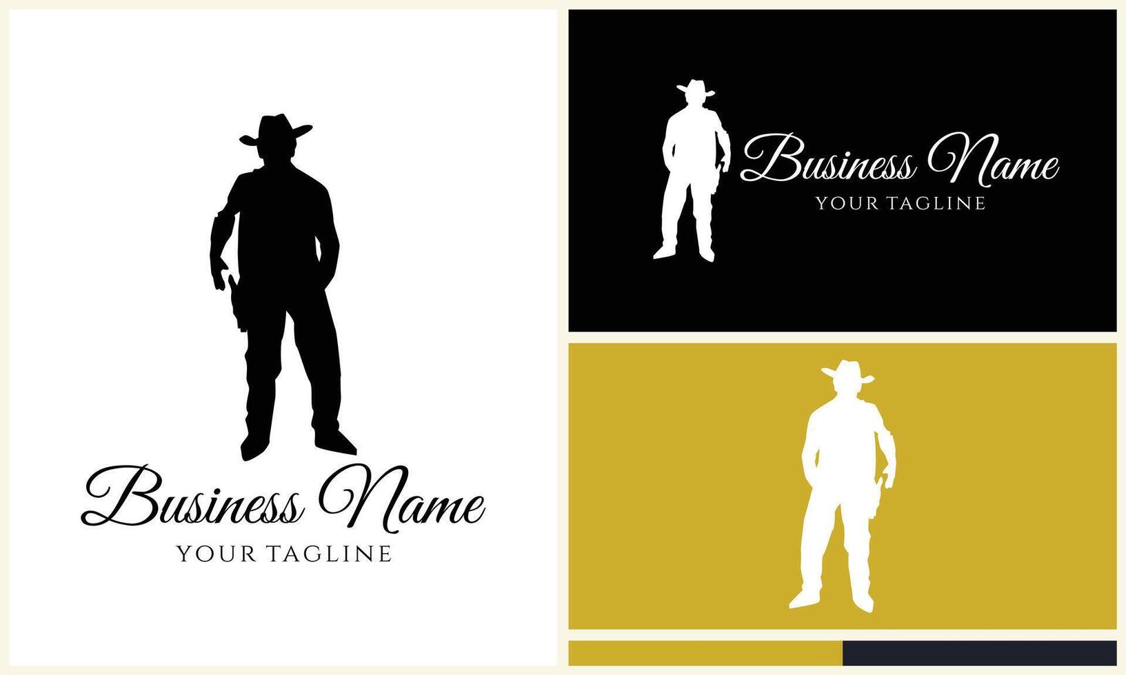 silhouet cowboy ruiter logo sjabloon vector